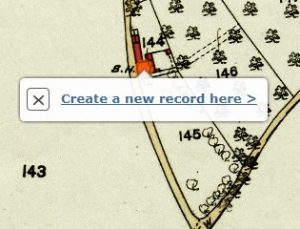 'Create a new record here' Screenshot of Know Your Place.