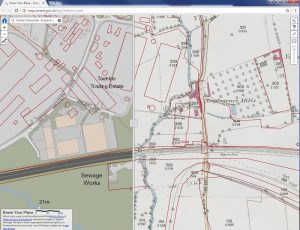 YP Somerset screenshot of Somerset Heritage Centre, Norton Fitzwarren, on OS 1st ed, with Monuments layer HER
